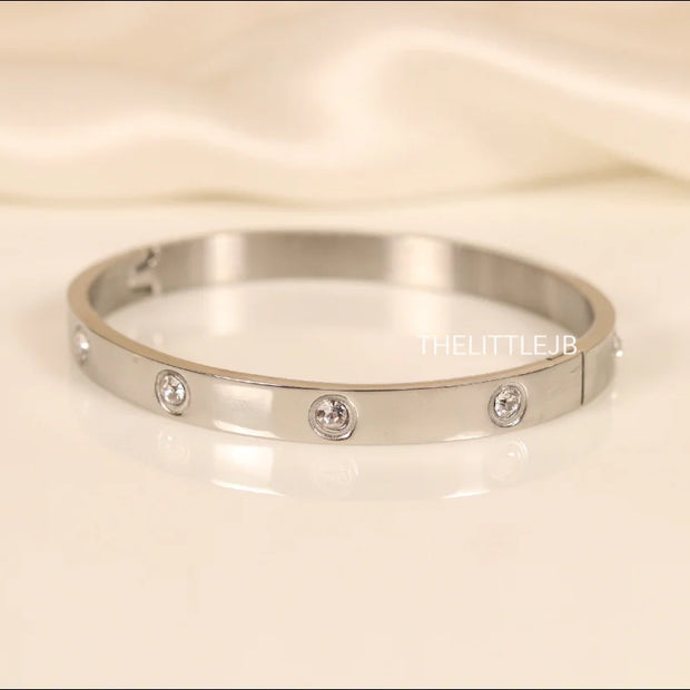 Platinum Plated openable bracelet with zircons