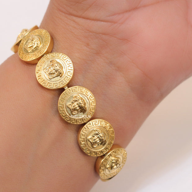 Golden Medusa disc bracelet