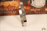 Men's Screw and zircon platinum finish bracelet rectangle shape