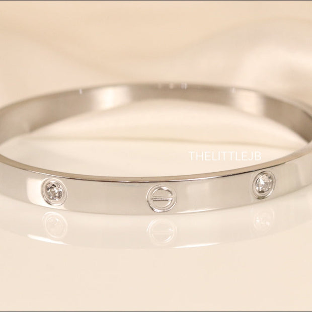 Women's Platinum Plated love bracelet with screws and zircons