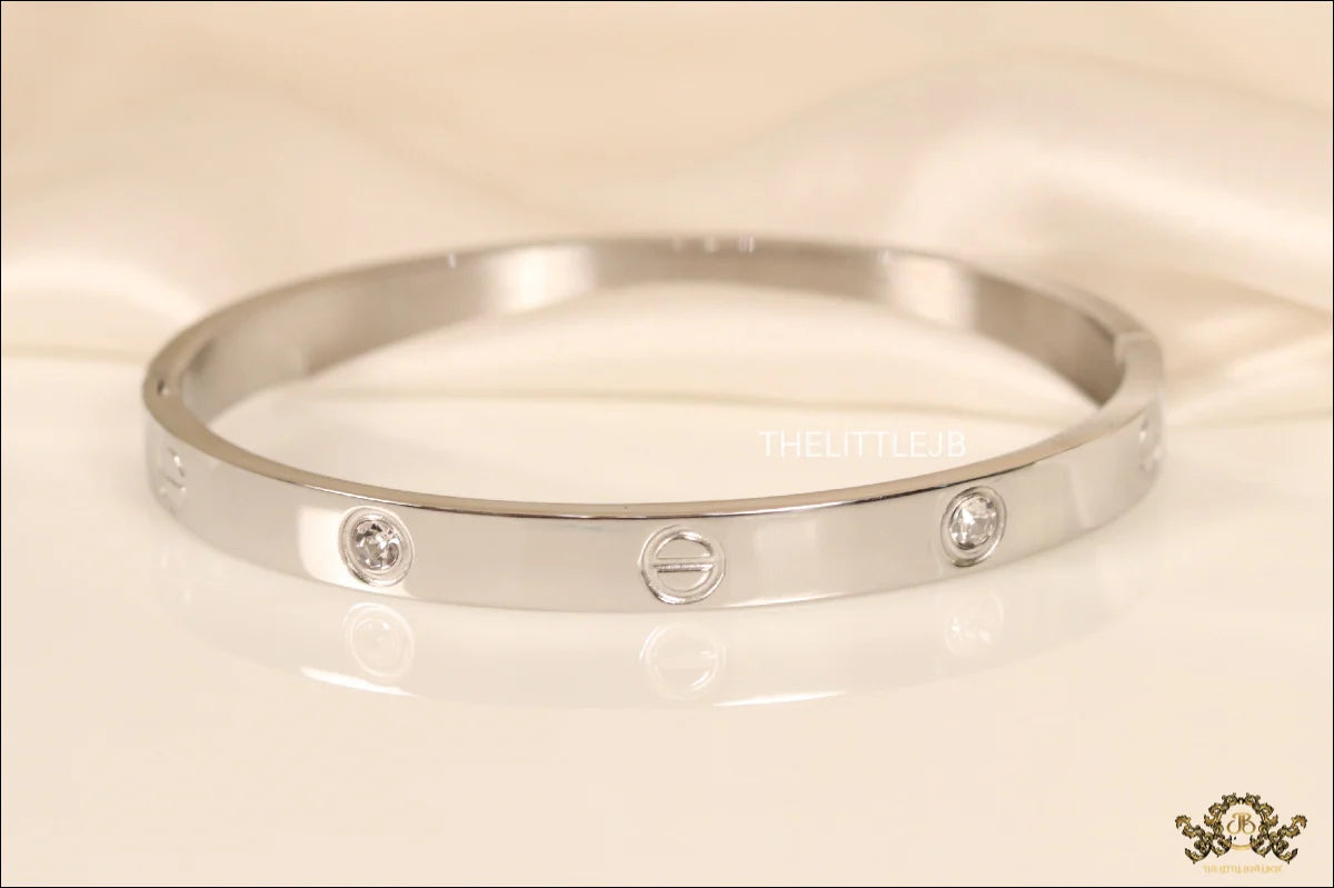 Women's Platinum Plated love bracelet with screws and zircons