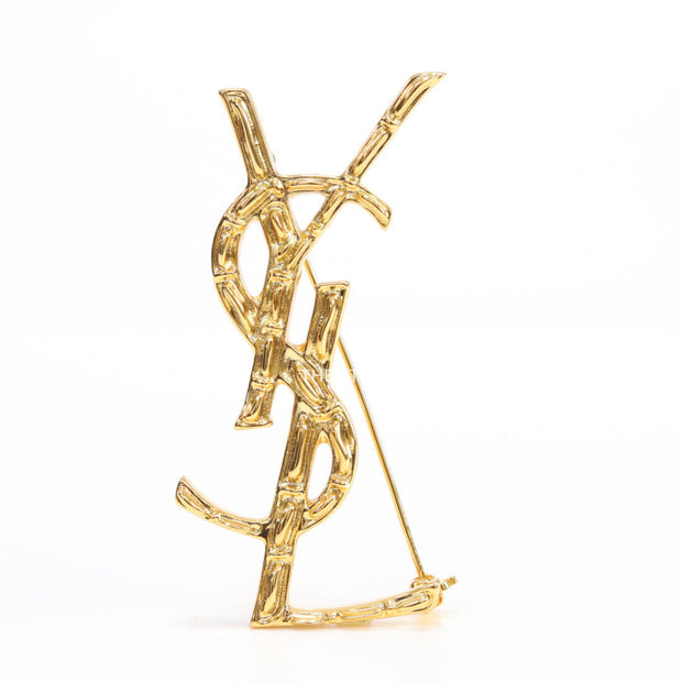 Glossy finish gold plated alphabet brooch