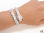 Cubic zirconia stones serpentine bracelet with platinum plated details black cubic zirconia stone details