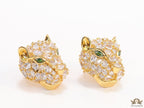 Cz Panther studs in golden finish