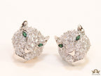 Cz Panther studs in platinum finish