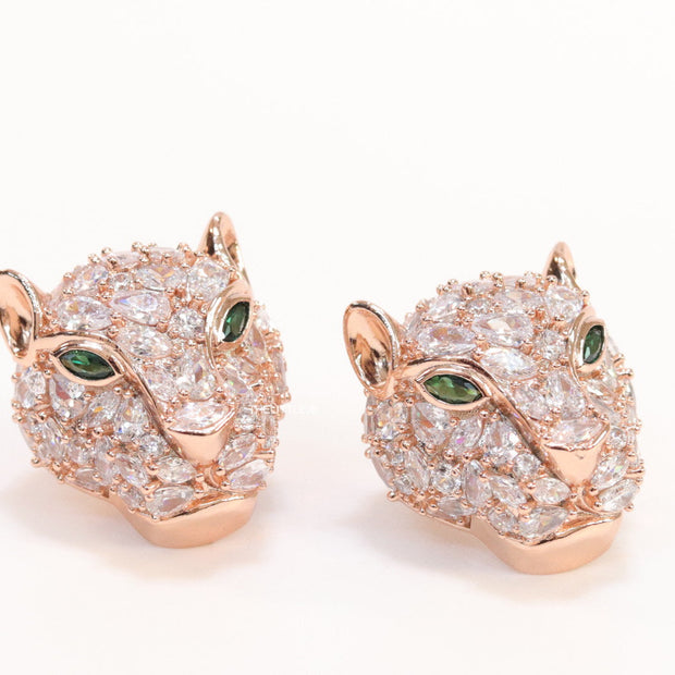 Cz panther studs in rose gold finish