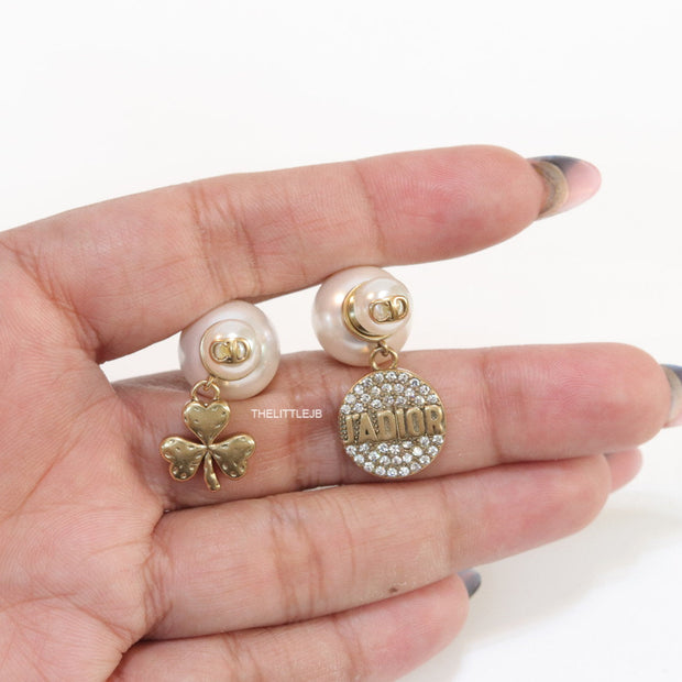 Pearl bomber earrings with fancy hangings