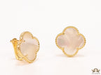 MOP clover stud earrings in gold plating