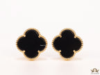 Black clover stud earrings in gold plating