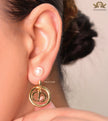 Golden alphabet earrings with pearl tops