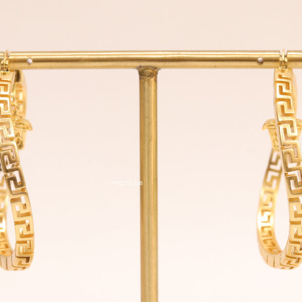 Designer golden twisted hoops 52 mm