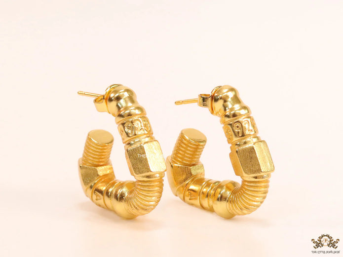 Alphabet BV Gold plated open bent bolt shape earrings