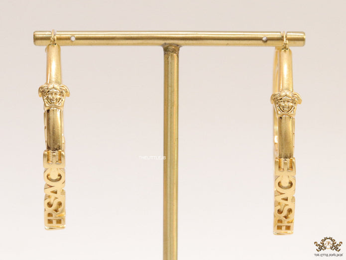 Golden Medusa hoops with alphabets 62 mm