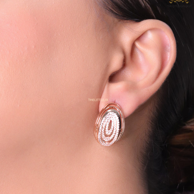 Rose gold oval cz earrings