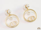 Pearl bomber earrings with golden alphabet ring drop