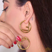 Gold plated hoops with alphabet F motif 40mm