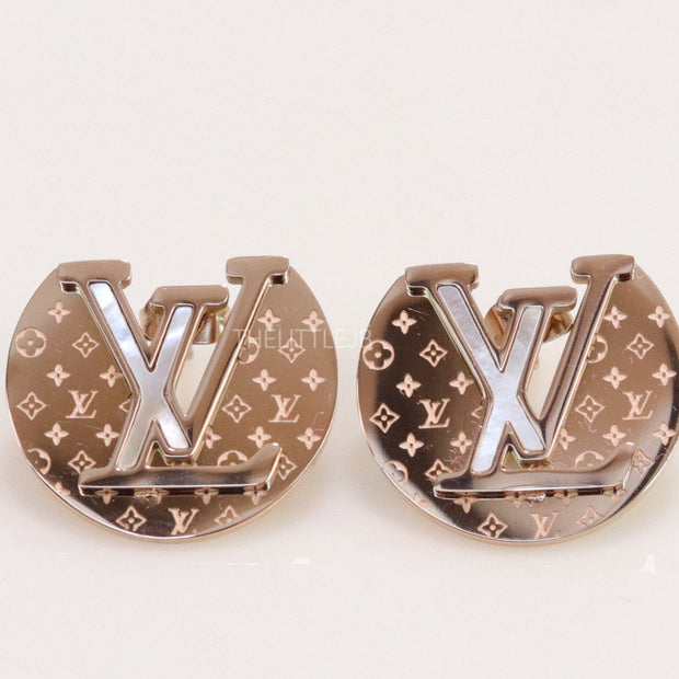 Rose gold plated stud earrings with alphabet motifs
