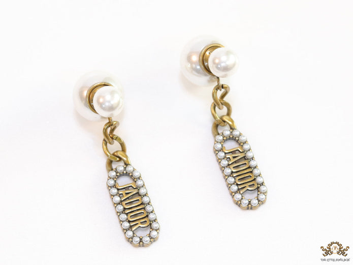 Pearl bomber studs with key chain style pearl alphabet drops