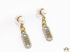 Pearl bomber studs with key chain style pearl alphabet drops
