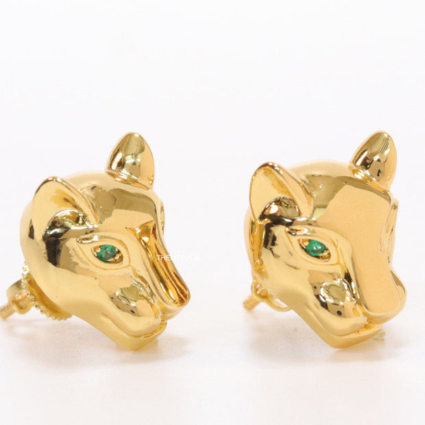 Golden panther face studs