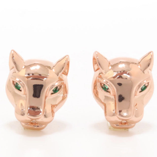 Rose gold panther face studs
