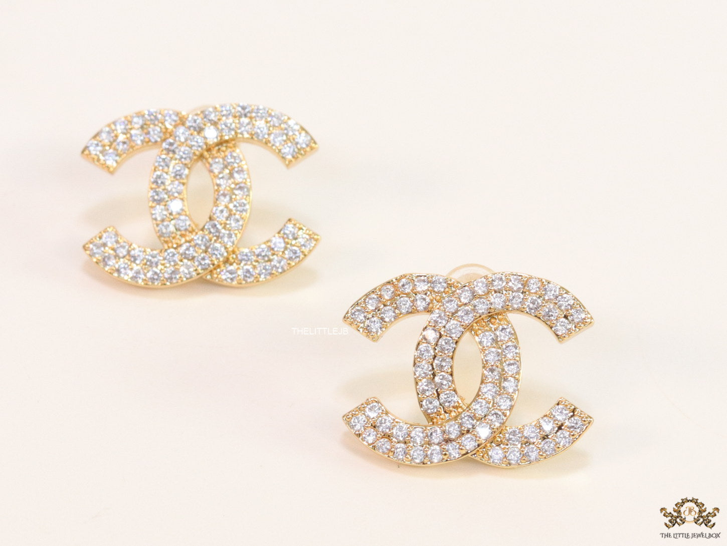 Gold plated twin C motif cz studs