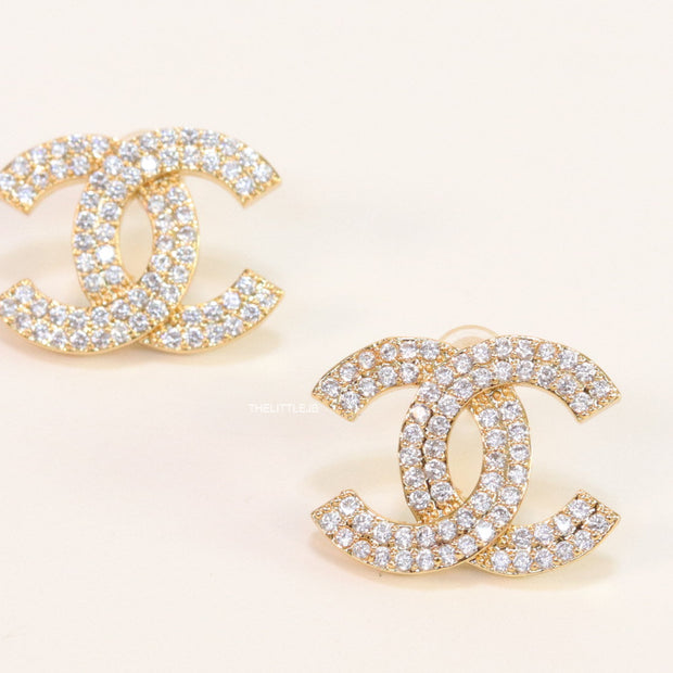 Gold plated twin C motif cz studs