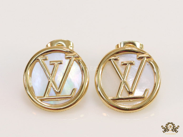 Gold plated alphabet stud earrings with MOP