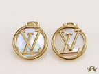 Gold plated alphabet stud earrings with MOP
