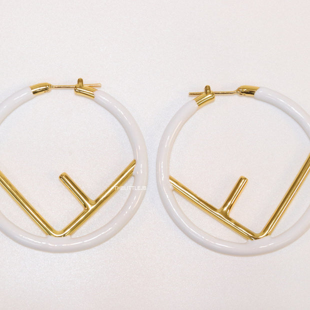 51mm white hoop earrings with golden alphabet