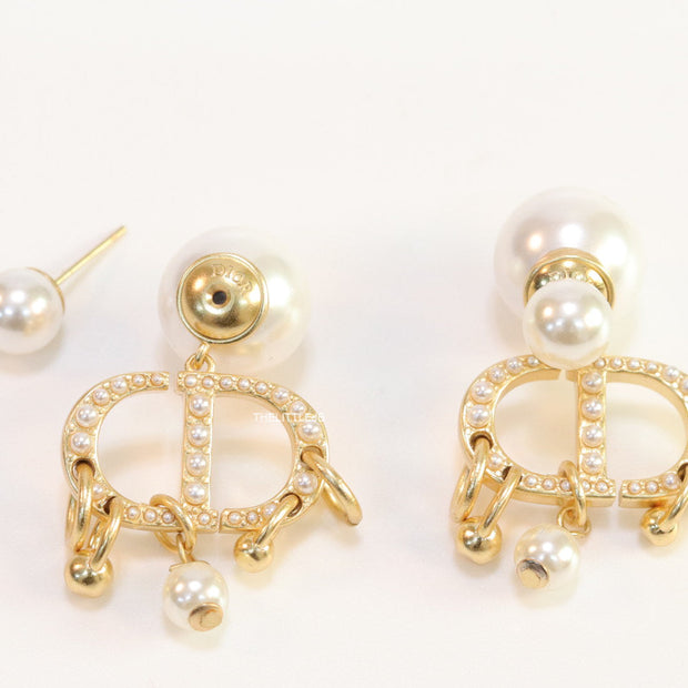 Pearl bomber studs with charm studded cz alphabets