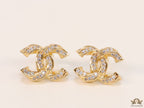 Gold plated entwined twin C motif cz studs