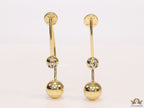Open long twin lobed golden earrings