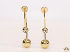 Open long twin lobed golden earrings