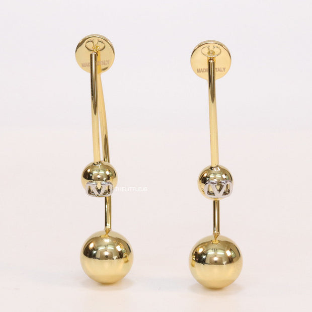 Open long twin lobed golden earrings