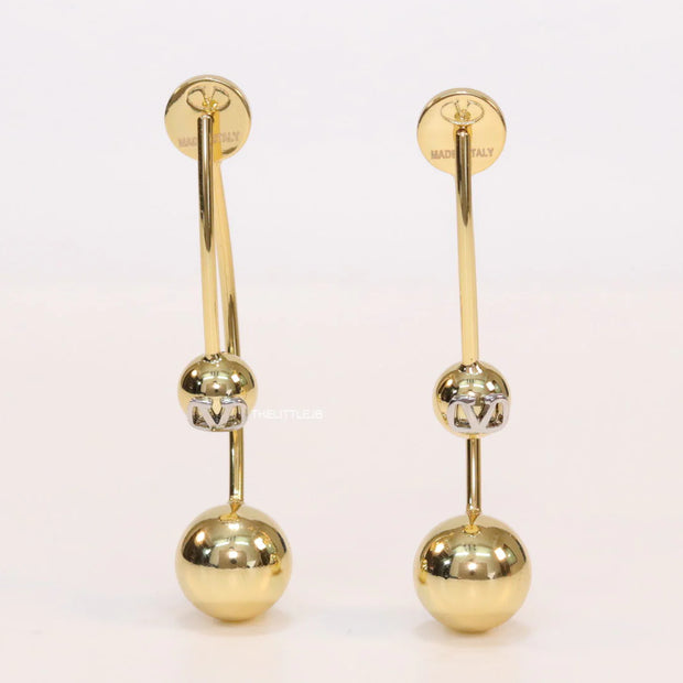 Open long twin lobed golden earrings