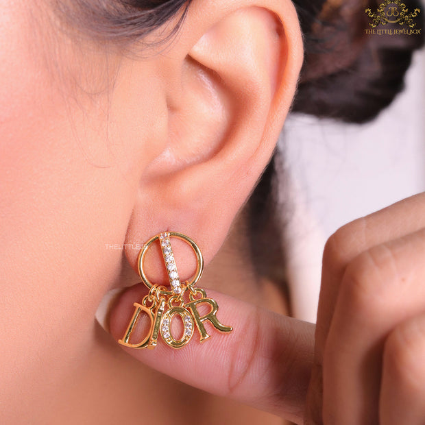 Gold plated alphabet earrings with cz