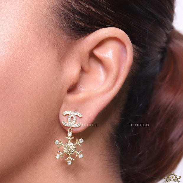 Twin C motif fancy cz earrings