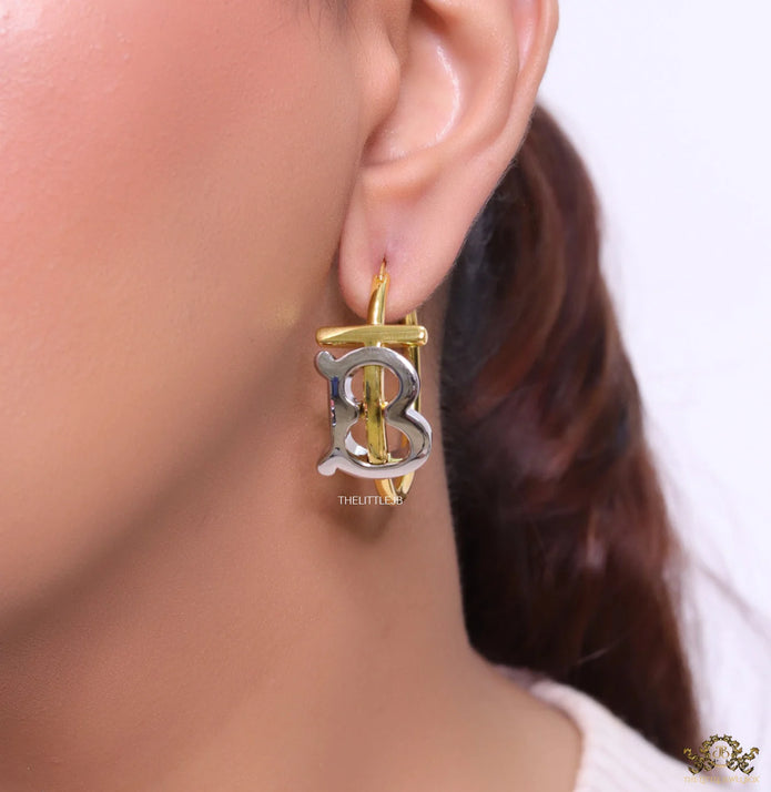 Dual plated hoop earrings with alphabets