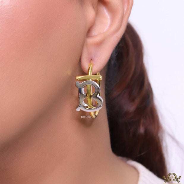 Dual plated hoop earrings with alphabets