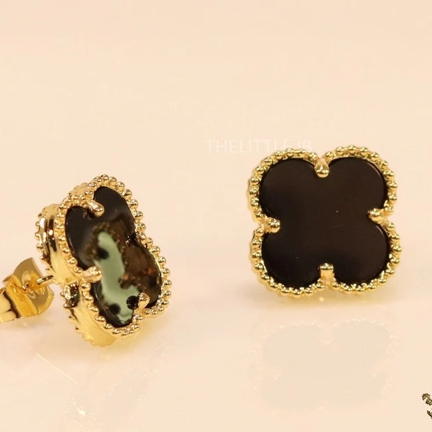 Golden and black clover studs