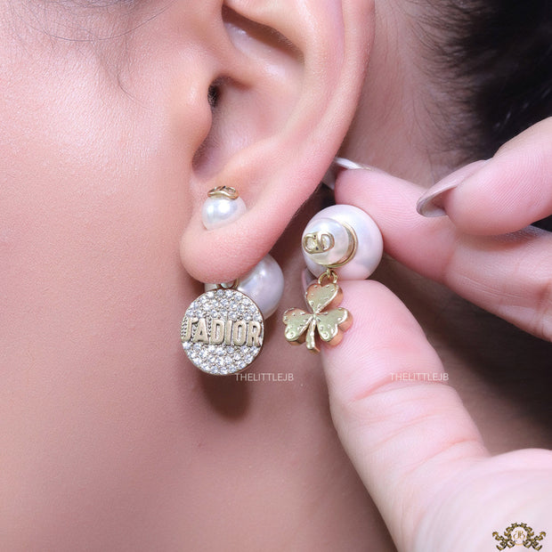 Pearl bomber earrings with fancy hangings