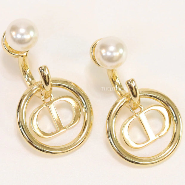 Golden alphabet earrings with pearl tops