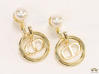 Golden alphabet earrings with pearl tops
