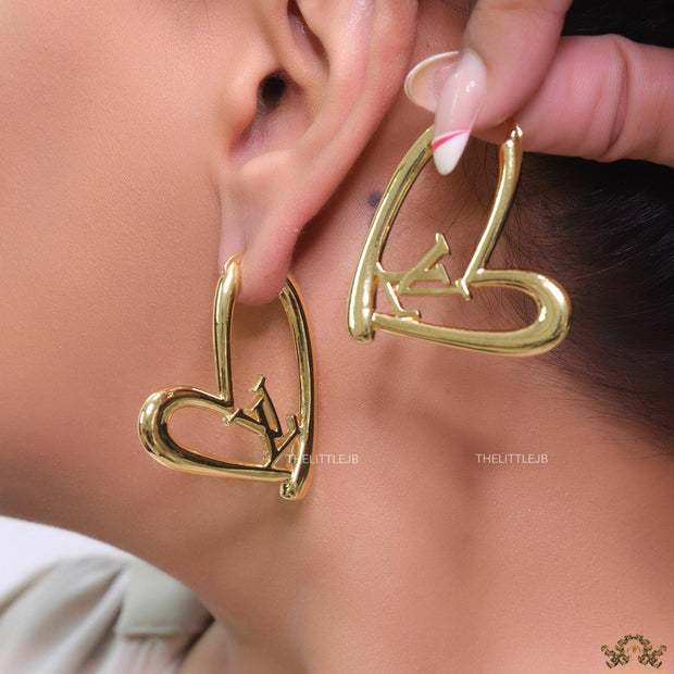 Golden heart shape hoops with alphabets