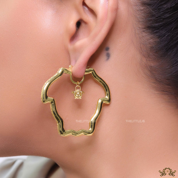Golden Medusa frame hoops with Medusa drop