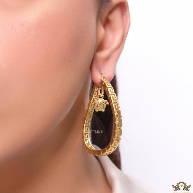 Designer golden twisted hoops 52 mm