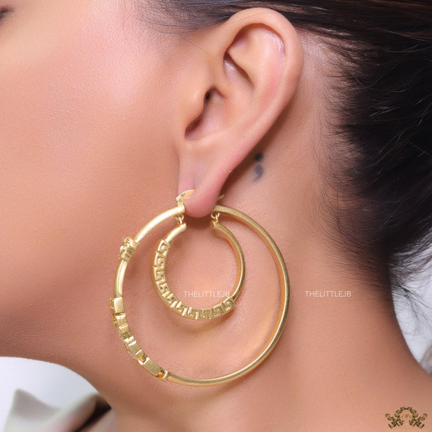 Golden Medusa hoops with alphabets 62 mm