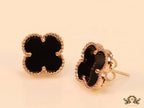 Rose gold and black clover studs