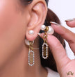 Pearl bomber studs with key chain style pearl alphabet drops